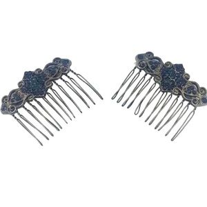 Antique Silver Tone Hair Comb Pin Clips Set